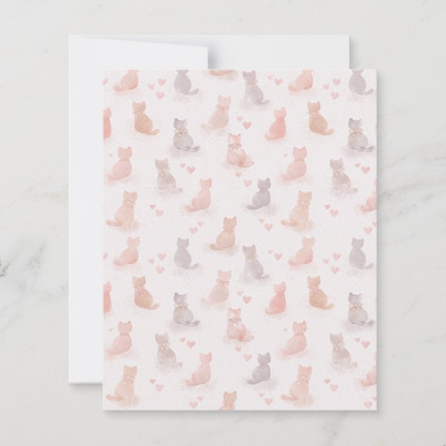 Cat and Heart Pattern Paper Sheet (Framsida)