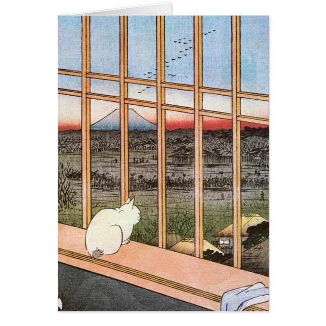 Cat and Mount Fuji, Hiroshige Hälsningskort (Framsidan)