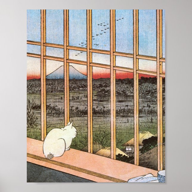 Cat and Mount Fuji, Hiroshige Poster (Framsidan)