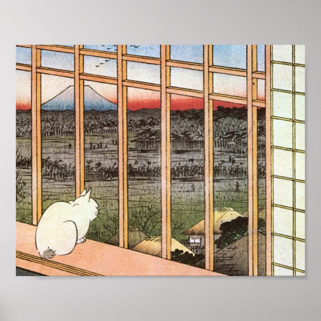 Cat and Mount Fuji, Hiroshige Poster (Framsidan)