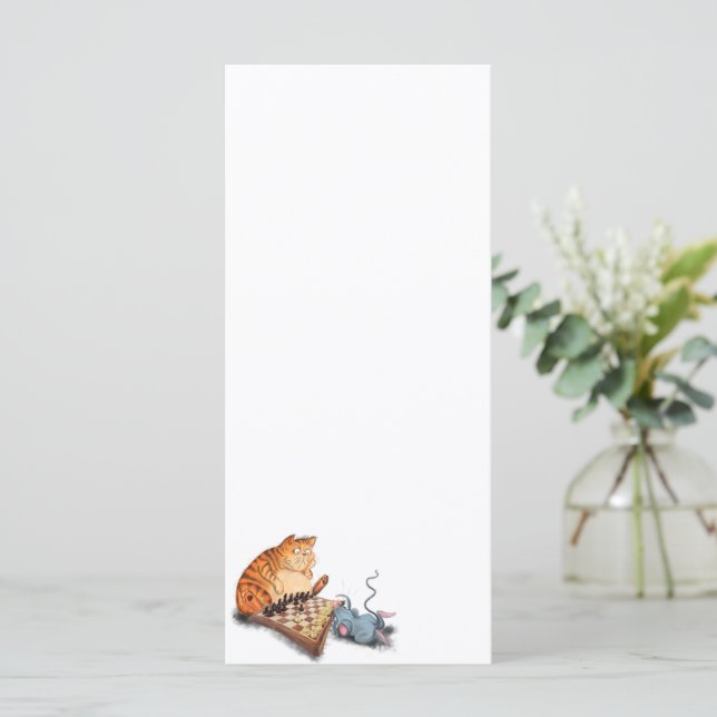 Cat and Mouse Play Chess Funny Menu Meny (Stående Fram)