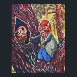 Cat and Owl, Louis Wain Poster<br><div class="desc">Louis Wain (5 August 1860 – 4 July 1939) was an English artiste known for his drawings,  which consistently featured anthropomorphized large-eyed cats and kittens. In his later years he may have suffered from schizophrenia (although this claim is disputed),  which,  according to some psychiatrists,  can be seen in his works. Quote:Wikipedia</div>