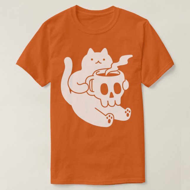 Cat and Skull Mug T Shirt (Design framsida)