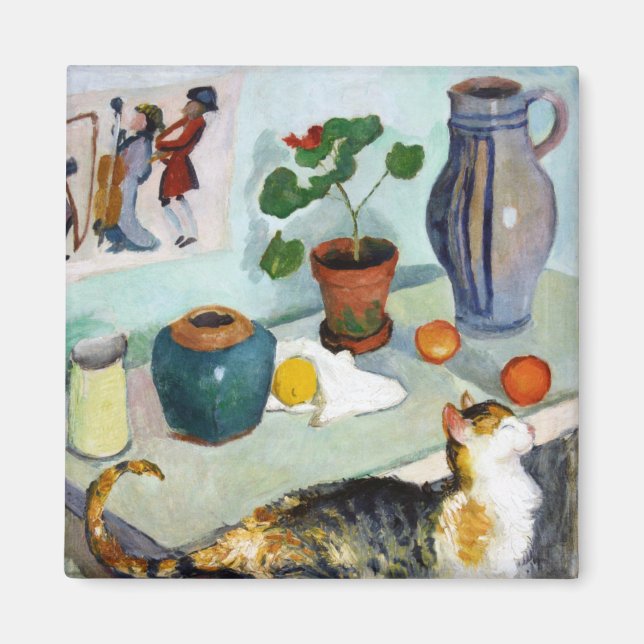 Cat and still Life, August Macke Magnet (Framsidan)