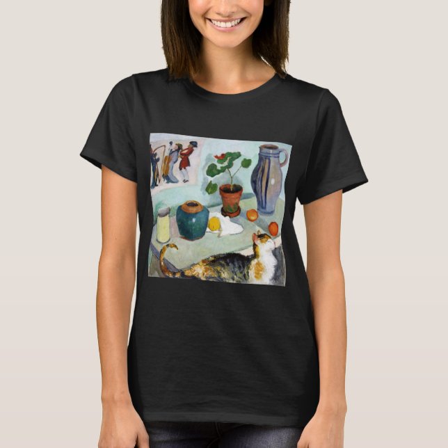 Cat and still Life, August Macke T-Shirt (Framsida)