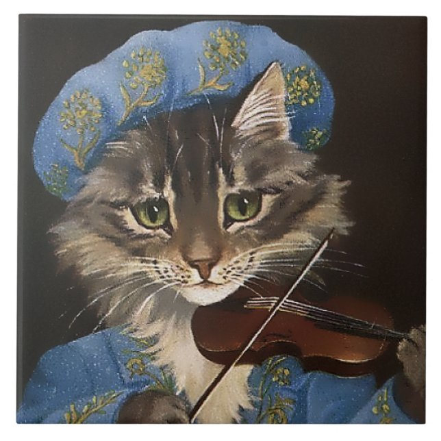 “Cat and the Fiddle” av GL Barnes Kakelplatta (Framsidan)