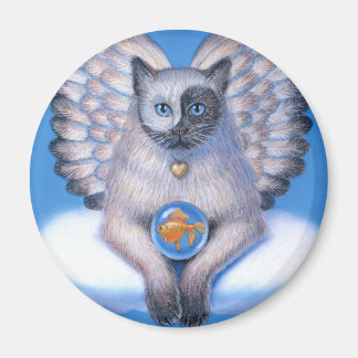 Cat Angel "Kattunge Yin Yang" Round Magnet