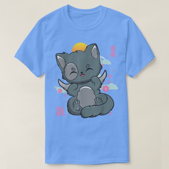 Cat Angelcore Kitten Chibi Anime Neko Pastel Goth  T Shirt (Design framsida)