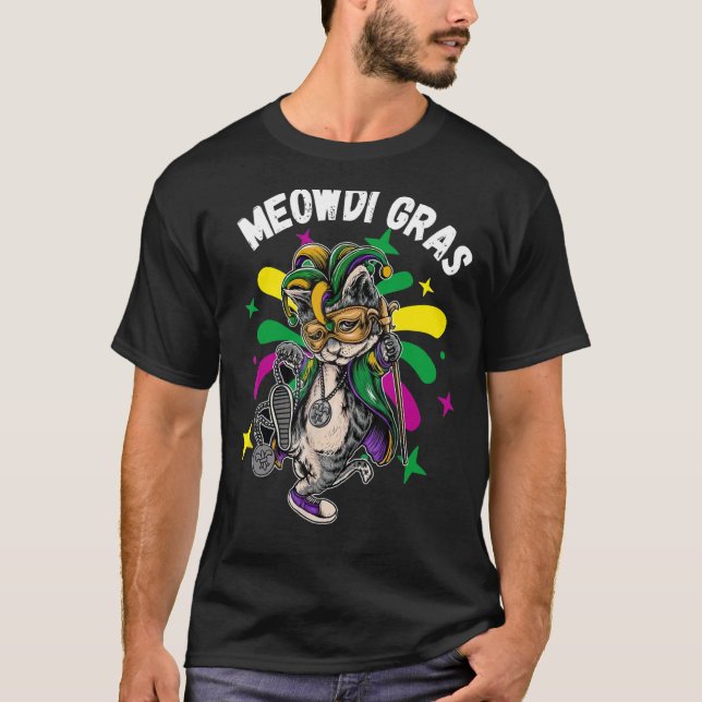 Cat Animal Cute Mardi Gras Carnival Jester T Shirt (Framsida)