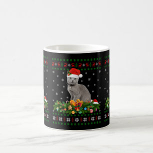 Cat Animal Lover Santa Hat Ugly Blue Cat Kaffemugg