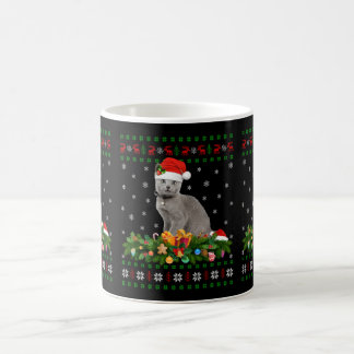 Cat Animal Lover Santa Hat Ugly Blue Cat Kaffemugg