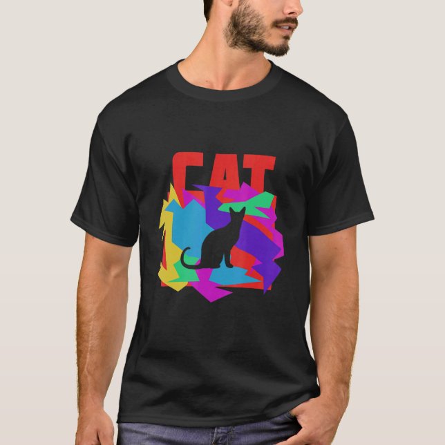 Cat Animal Mosaik Puzzle T Shirt (Framsida)