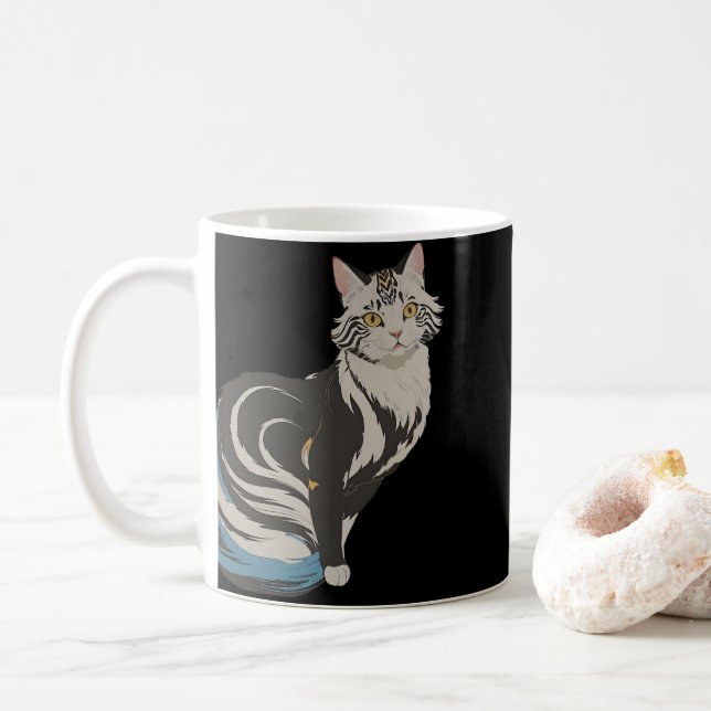 Cat Anime Stil Cute Kaffemugg (Med munk)