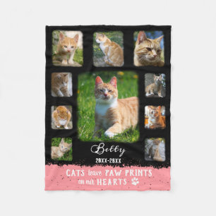 Cat Anpassningsbar Photo Collage Faded Gräns Black Fleecefilt