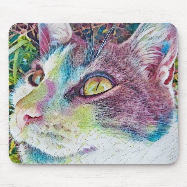 Cat Ansikte Art Kattunge Mouse Pad Musmatta (Framsidan)