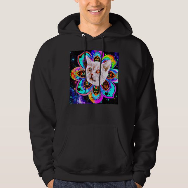 Cat ansikte blomkonst goofy kitten hoodie (Framsida)