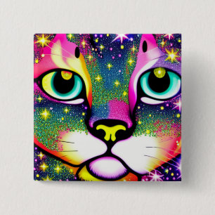 Cat Ansikte Close Up Pop Art Knapp