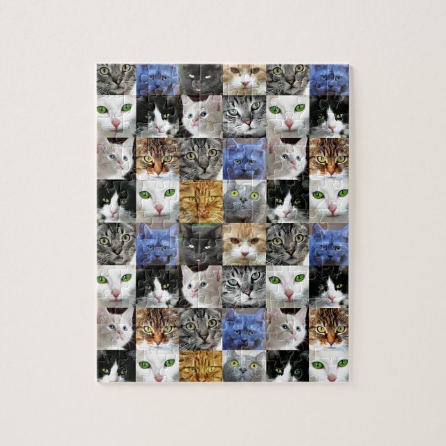 Cat Ansikte Collage Puzzle Pussel (Vertikal)