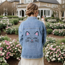 Cat Ansikte Denim Jacka