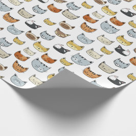 Cat Ansikte Doodle Mönster Presentpapper