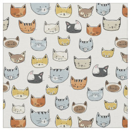 Cat Ansikte Doodle Mönster Tyg