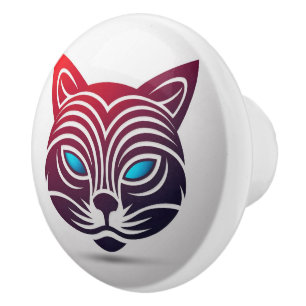 Cat Ansikte Drawer Drag skåp Dörrkeramik Knob Knopp