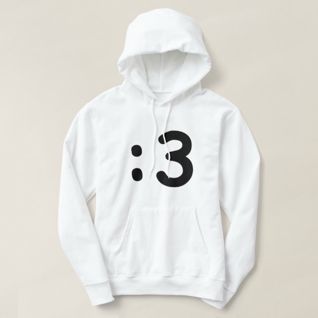 Cat Ansikte Emoticon:3 Hoodie (Design framsida)