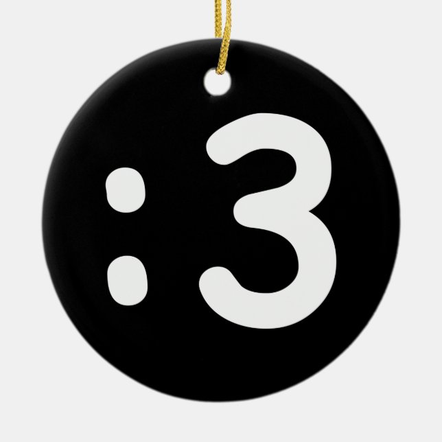 Cat Ansikte Emoticon:3 Julgransprydnad Keramik (Framsidan)