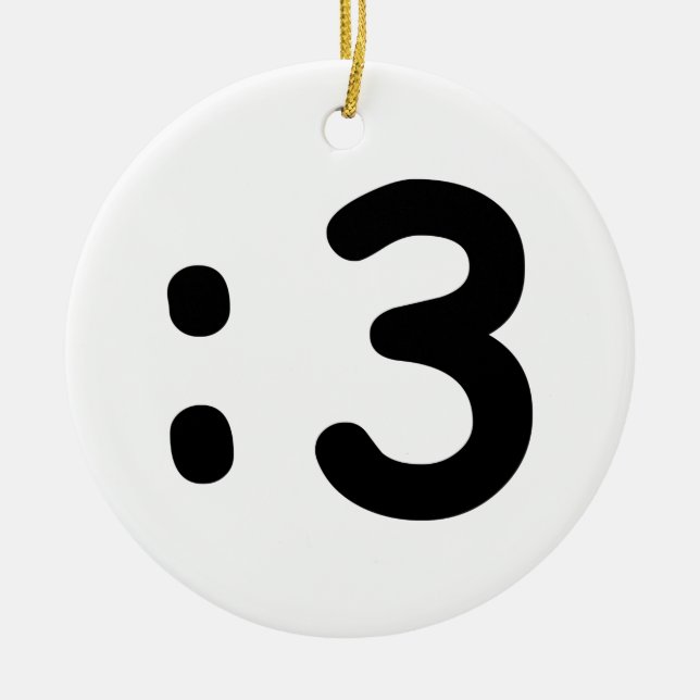 Cat Ansikte Emoticon:3 Julgransprydnad Keramik (Framsidan)