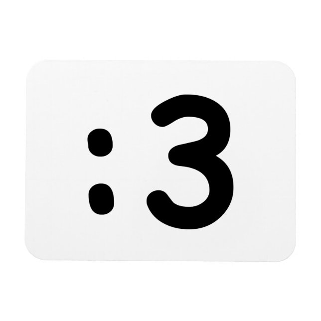 Cat Ansikte Emoticon:3 Magnet (Horisontell)