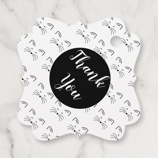 Cat ansikte, enkel linje gåvor etiketter (Baksida)