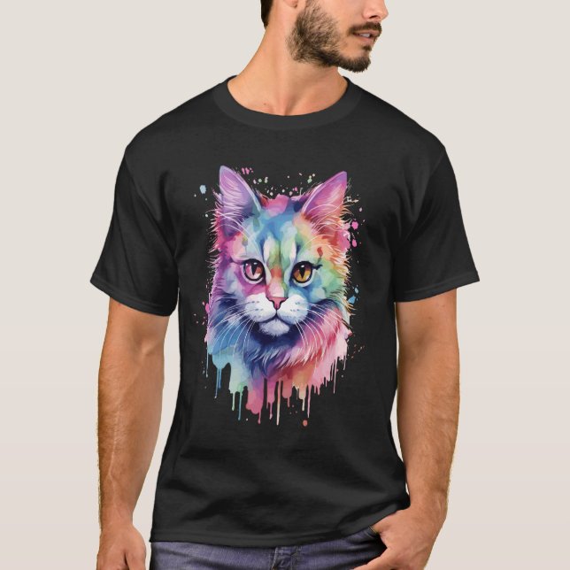 Cat Ansikte för katt överdel av katt T Shirt (Framsida)