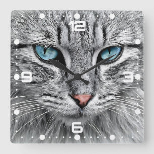 Cat Ansikte Fractal Design-10682 Fyrkantig Klocka