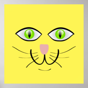 Cat Ansikte Funny Tecknad-29034 Poster