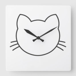 Cat ansikte fyrkantig klocka