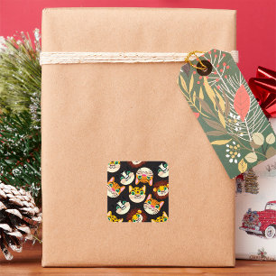 Cat Ansikte Fyrkantigt Klistermärke