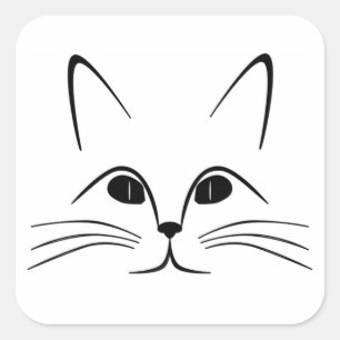 CAT ANSIKTE FYRKANTIGT KLISTERMÄRKE