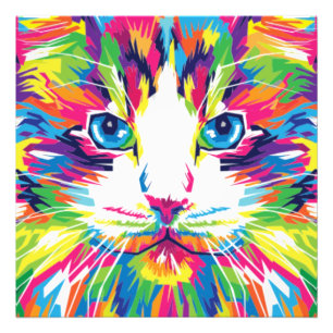 Cat Ansikte geoometric Prismatic Design-32453 Fototryck