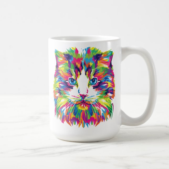 Cat Ansikte geoometric Prismatic Design-32453 Kaffemugg (Höger)