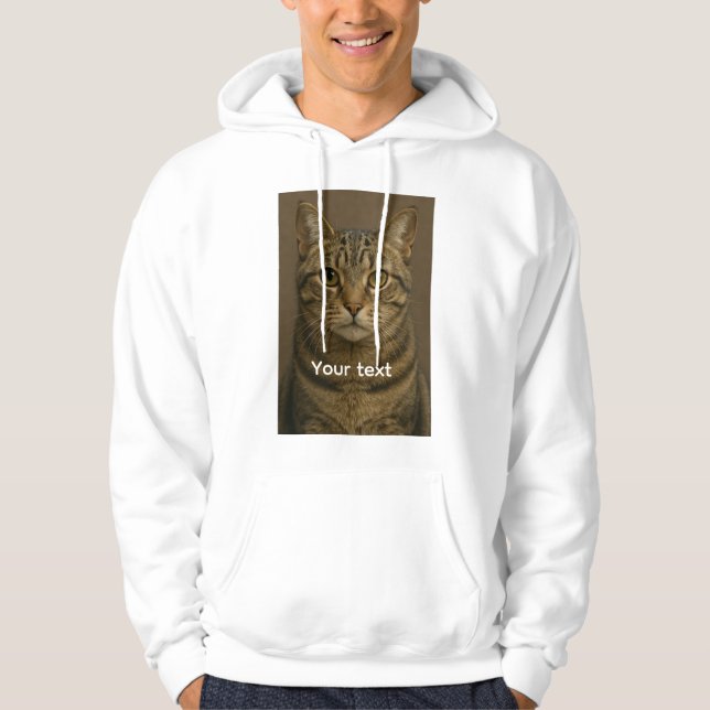Cat Ansikte Hoodie med Anpassningsbar Text - Cardi (Framsida)