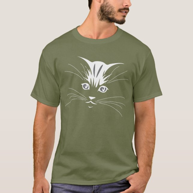 Cat Ansikte i White T-shirt (Framsida)
