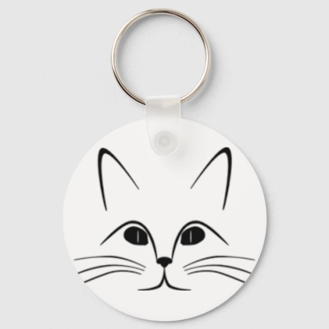 Cat Ansikte Keychain Nyckelring (Framsida)