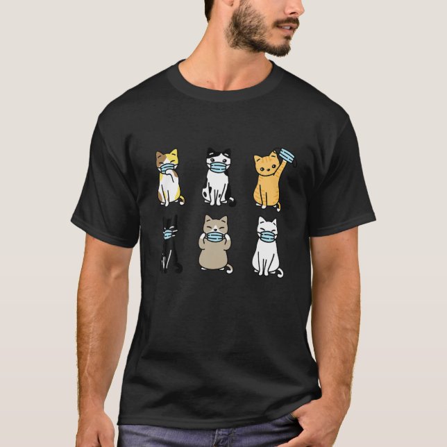 Cat Ansikte Mask, Cute Pet Cats Älskare Gift Quara T Shirt (Framsida)