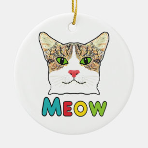 Cat Ansikte Meow Julgransprydnad Keramik