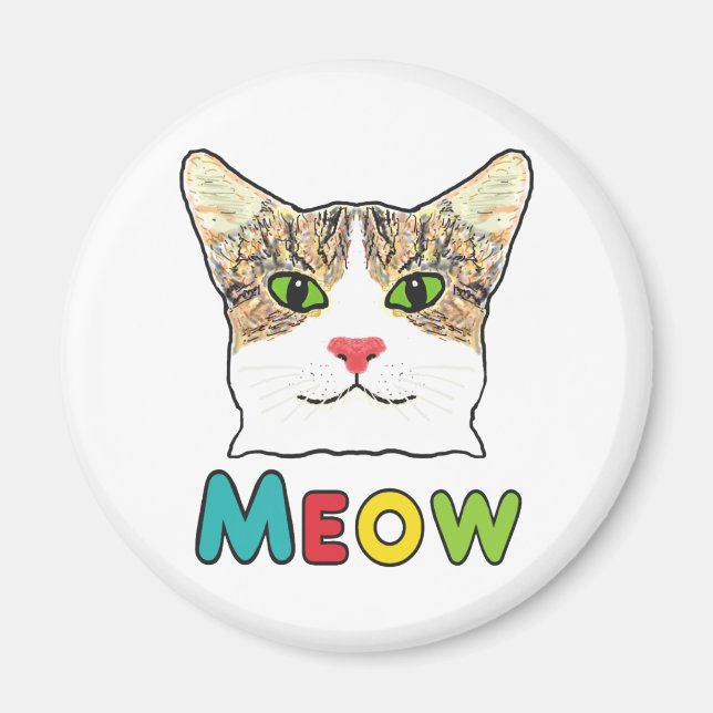 Cat Ansikte Meow Magnet (Framsidan)