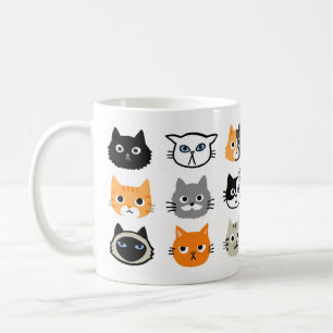 Cat Ansikte Mönster Coola Kattunge Älskare Kaffemugg