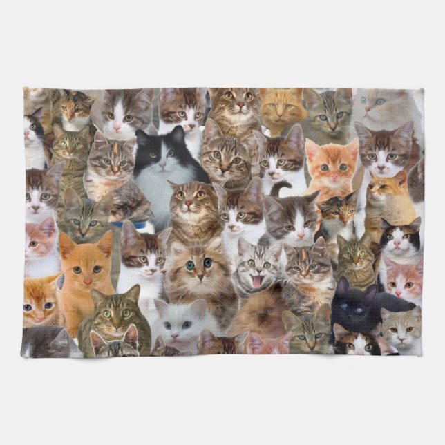 Cat Ansikte Mönster Kökshandduk (Horisontell)