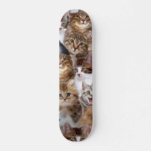 Cat Ansikte Mönster Mini Skateboard Bräda 18,5 Cm (Framsida)