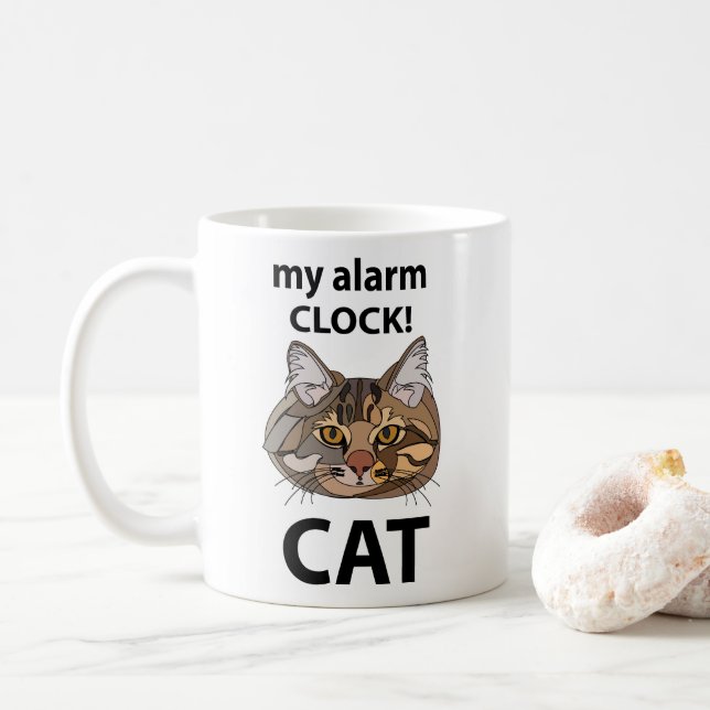 Cat Ansikte My Alarm Clock Tabby katt Kaffemugg (Med munk)