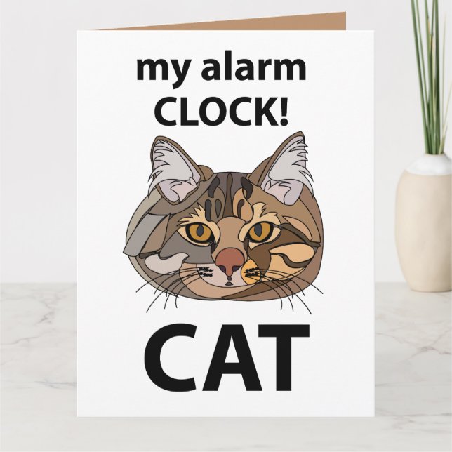 Cat Ansikte My Alarm Clock Tabby katt Kort (Framsida)